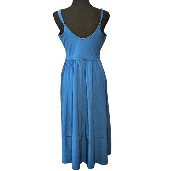 Athleta Women’s M/P Elation V-Neck Hybrid Midi Dress in Blue Built In Bra - Picture 5 of 13
